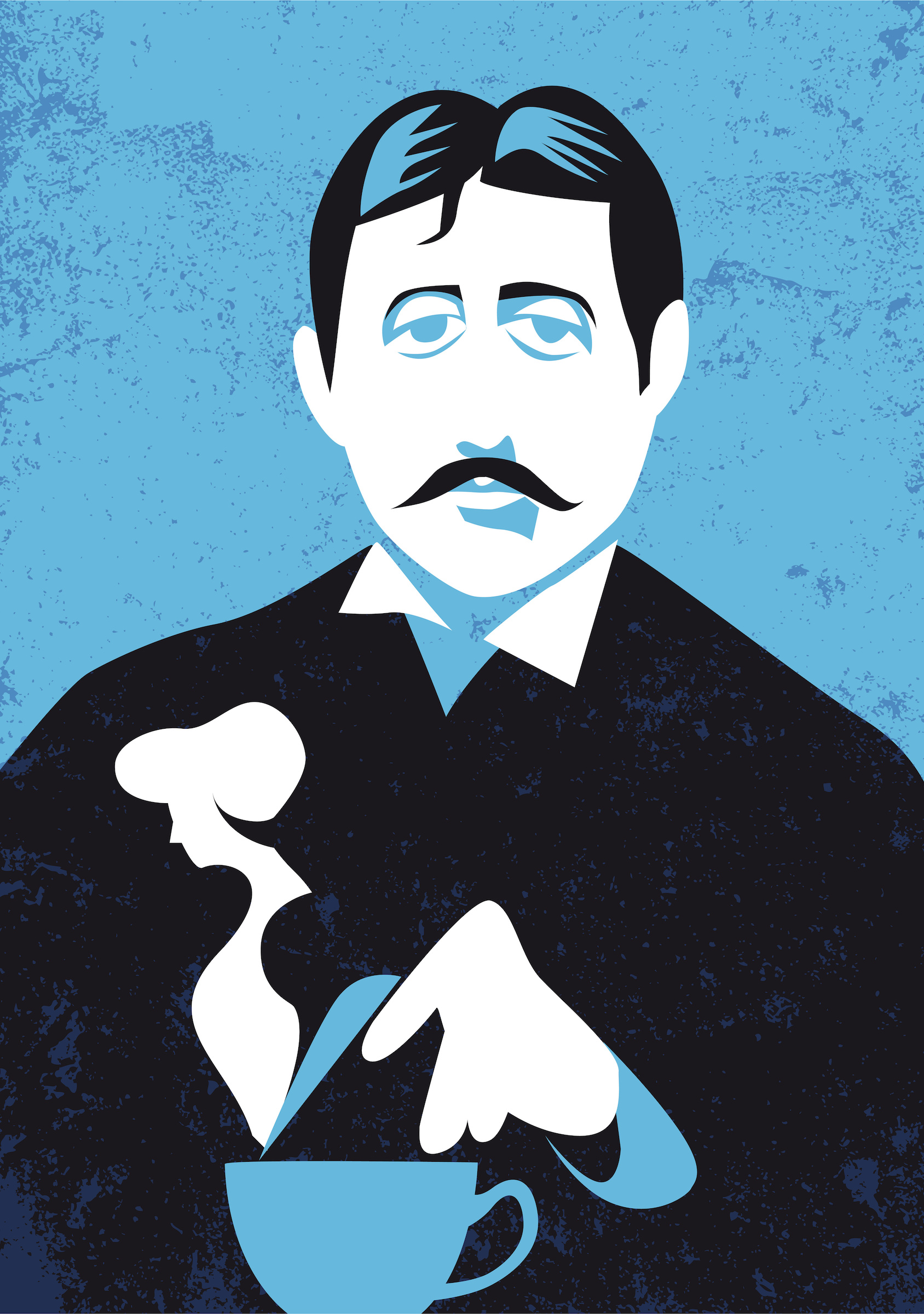Marcel Proust drikker te.
